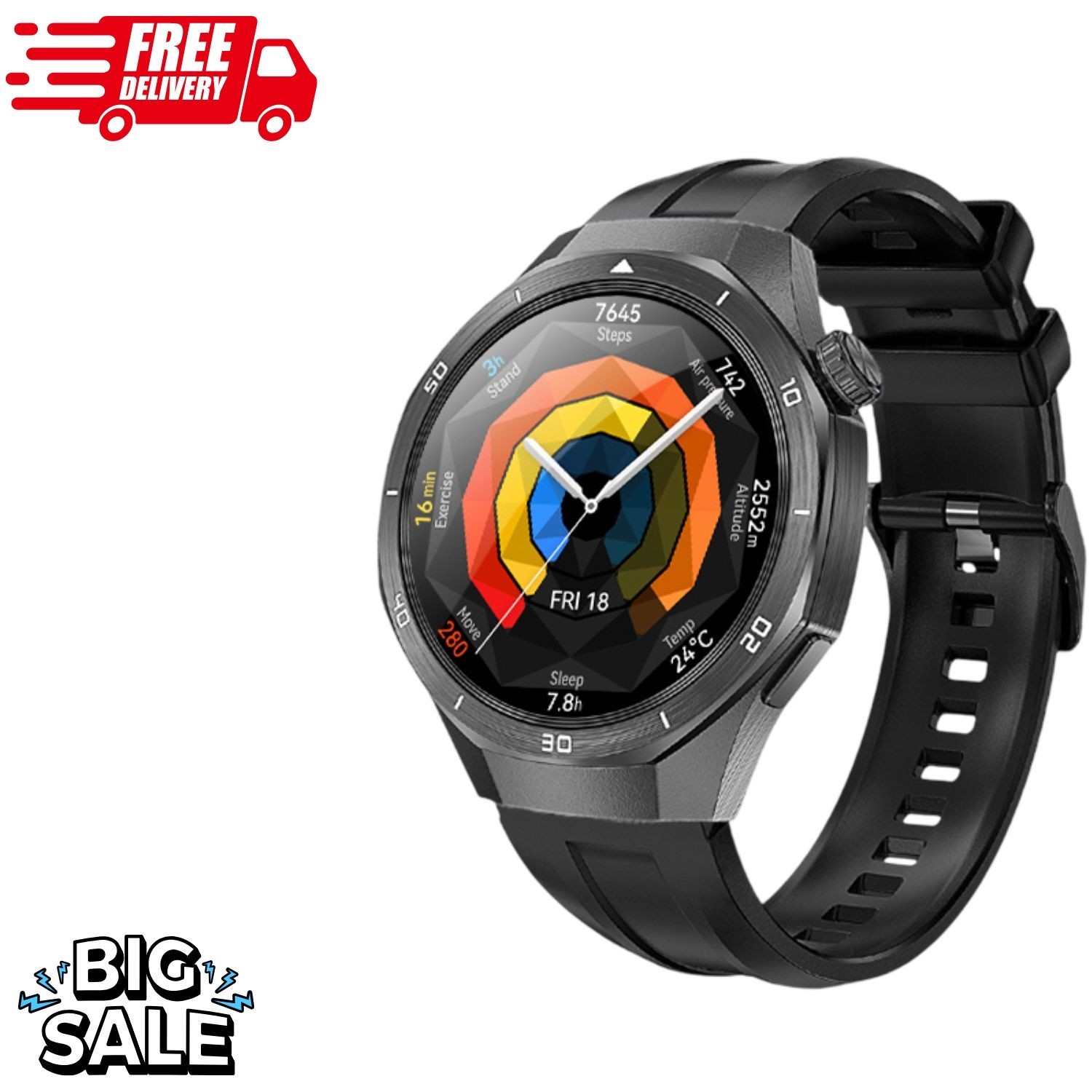 Huawei Watch GT 5 46 mm Smartwatch Black Strap Fitness 32Gb Memory Made in china