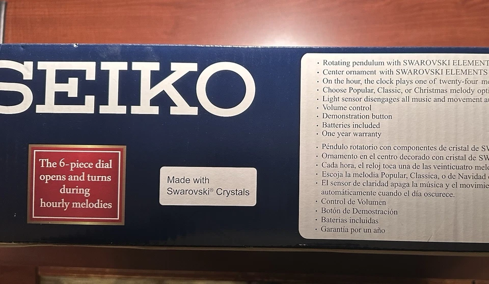 精工Melodies In Motion挂钟圣诞音乐24首歌曲施华洛世奇QXM574BRH — 第 4/4 张图片