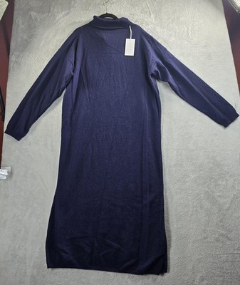 8 BY YOOX Sweater Dress Womens XL Midnight Blue Turtleneck Long Sleeve Italy