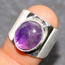 925 Silver Plated Stunning Natural Amethyst Ring US 6 Statement Jewelry MJ