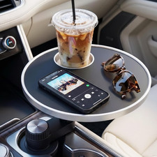 Car Table Tray, 360 Rotating Cup Holder Table, Car Desk for Food/Laptop round