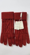 Ryyoyy Luxurious 100 Cashmere Gloves Red Long Ribbed Cuffs, Touchscreen, New