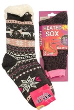 Thermal plus Knit Sherpa Lined Slipper Socks 2 Pairs Women Size 9-11