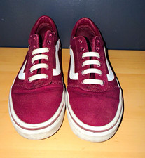 Vans Burgundy White Canvas Low Top Lace Up Sneakers US 6.5 EU 36.5