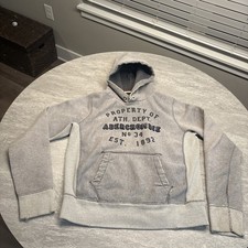 Vintage Abercrombie Fitch Muscle Sweatshirt Hoodie Gray Preppy Y2K Heavy Medium