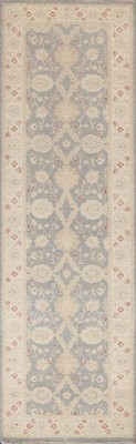 Peshawar Chobi Oriental Runner Rug 3x10 Vegetable Dye Hand-knotted Gray Carpet