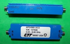 One nice CTT Medium power amplifier 4.0 - 8.0GHz 40dB gain, 30dBm P1 (1 Watt).