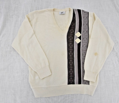 Vintage Gabicci Made In Italy Sweater Mens Large Wool Blend Geometric Stains