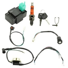 Wire Harness Wiring Loom CDI Ignition Coil Spark Plug Rebuild Kit, 50cc 70cc