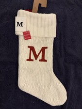 New Wondershop Letter Initial "M Monogram White Knit Christmas Stocking