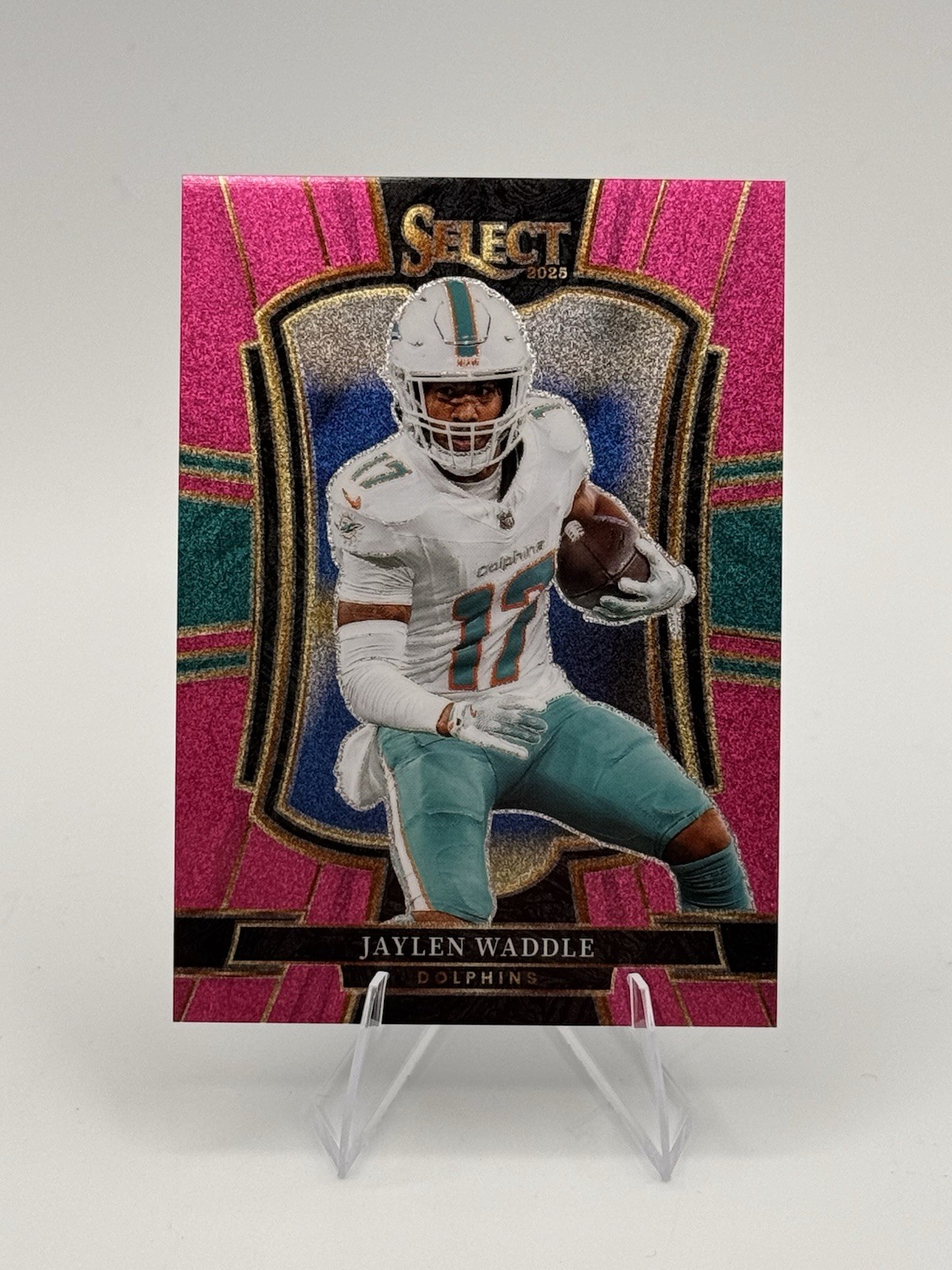2025 Panini Select Premier Level Jaylen Waddle #182 Pink Glitter 12/15