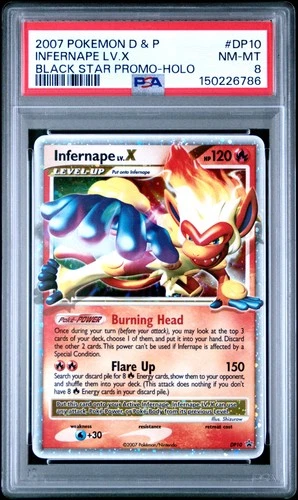 2007 POKEMON DIAMOND & PEARL BLACK STAR PROMO HOLO #DP10 INFERNAPE LV.X PSA 8