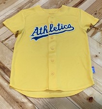 Oakland Athletics MLB Majestic Jersey Youth Large L Yellow Cool Base Baseball