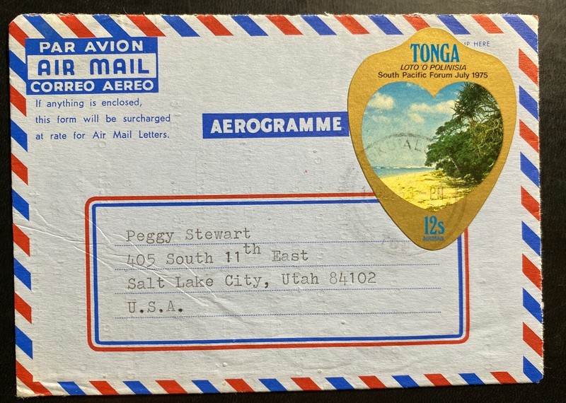 1975 Nukualofa Tonga Toga Air Letter Cover To Salt Lake City UT USA