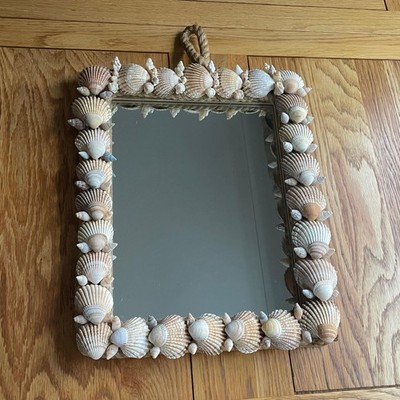 Rechteckiger Spiegel in Handarbeit aus echten Muscheln Deko Handarbeit