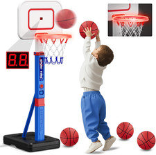 Adjustable Toddler Basketball Hoop with Scoreboard  4 Balls - Indoor/Outdoor Fu