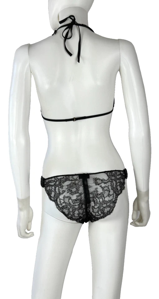 $784 La Perla 全新 2 件串珠文胸 6 B 美国 42 IT 内裤 S 美国 2 IT 串珠透明蕾丝 — 第 4/4 张图片