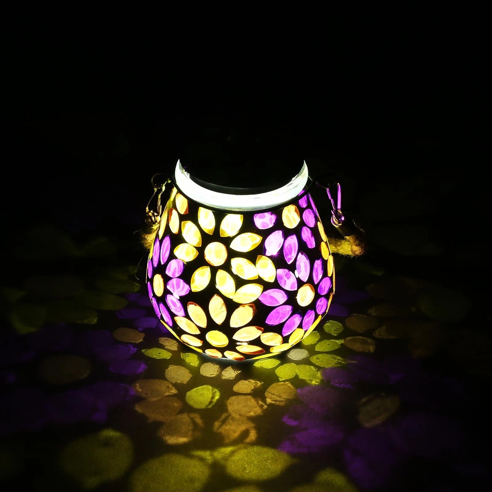 Mosaic Solar Lights Outdoor Lanterns, Decorative Mosaic Glass Solar Lamps Out...