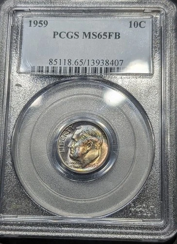 1959-P Roosevelt Dime Pcgs MS/66 Older Blue Label Holder Nice Eye Appealing...