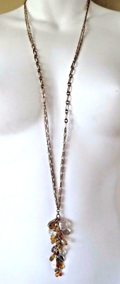 Ann Taylor LOFT Women's leaf Lariat Pendant Multi Color Gold Necklace NWT 34.50