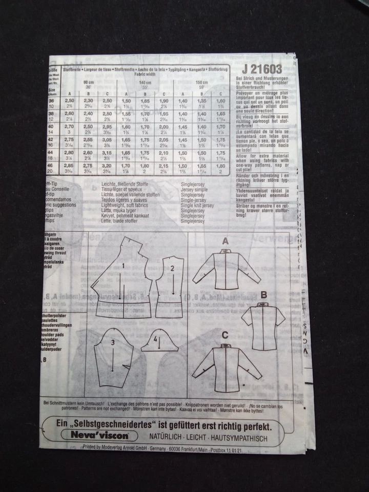 NEUE MODE UNCUT Pattern 21603 Size 10-20 36-46 Womens Misses Blouse Top 3 Styles - Image 3 of 4