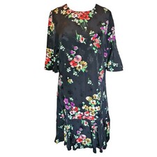 Monsoon Annie Tunic Dress UK 12 Black Jacquard Floral BNWT Occasion Smart Casual