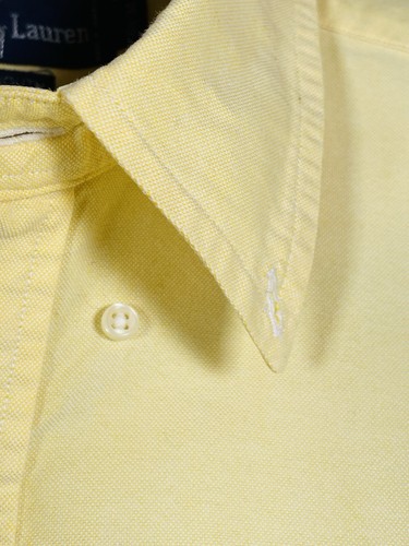 Ralph Lauren Yarmouth Men’s 16 1/2 - 34 Button Down Oxford Shirt Yellow Canvas - Picture 4 of 14