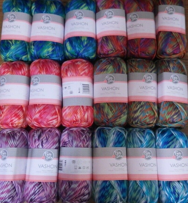 Lot of 3 Skeins, Fair Isle Vashon Yarn, 3.5 oz, 124 yds, You Choose