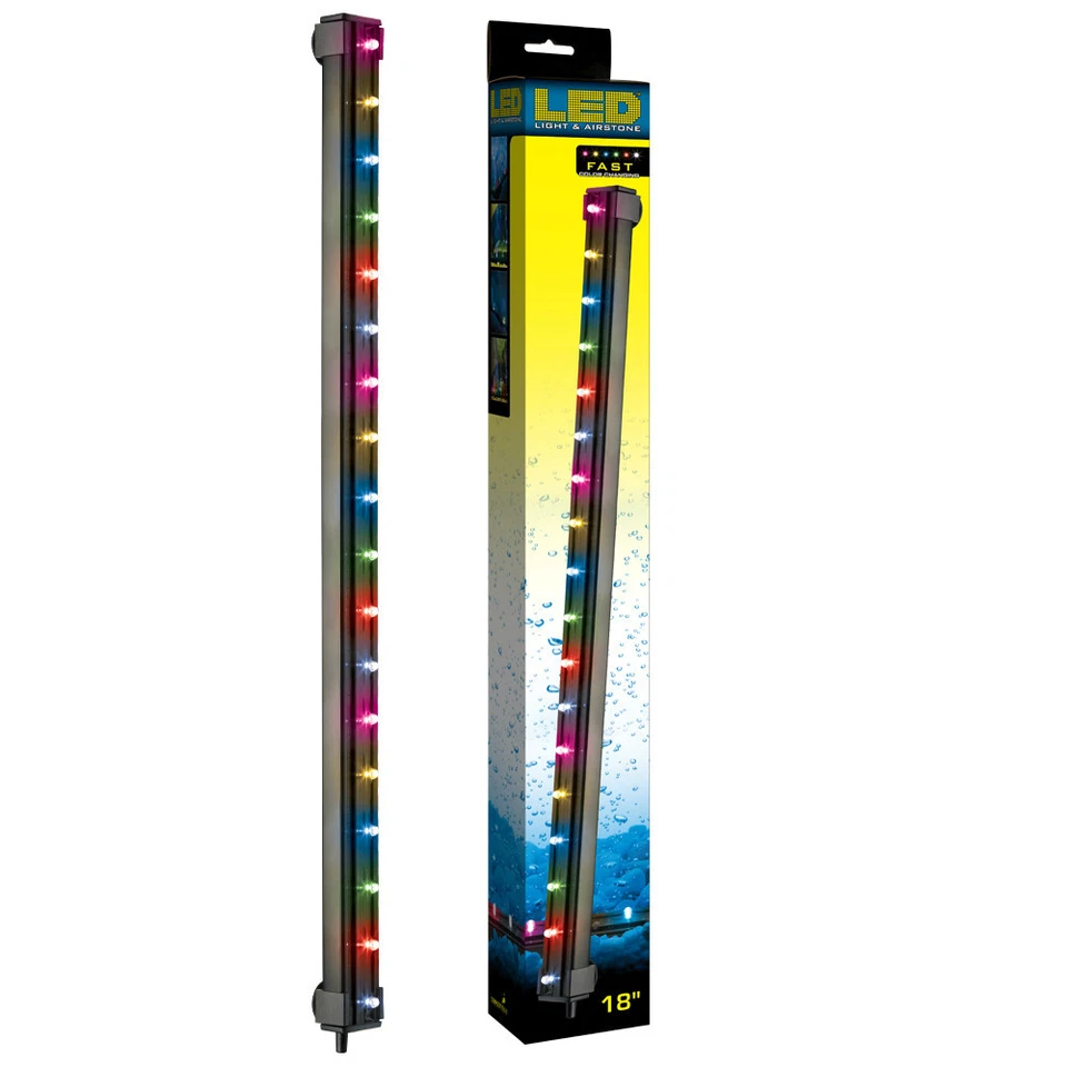 VIAAQUA 18" Submersible RGB Color Change Aquarium Underwater LED Light & Bubble Airstone