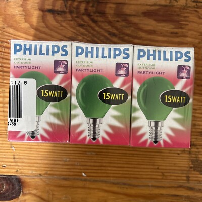 3x Philips Leuchtmittel Tropfenform E14 Kugel 15W Grün Glühlampe Partylight