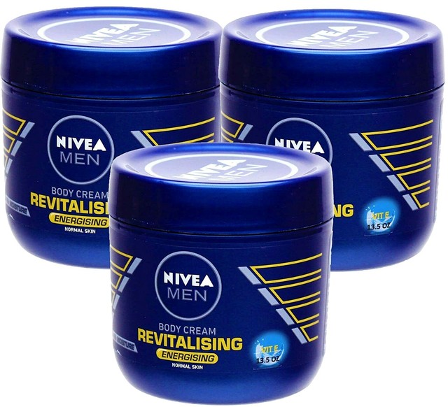 3 Packs Nivea MEN Body Cream REVITALIZING Energizing Non Sticky With