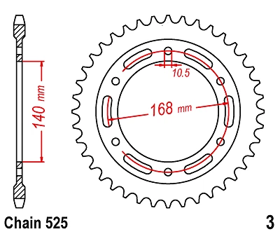 525 42T 10.5 Mm Rear Sprocket for BMW F700 GS 13-18 F800 GS 08-18 Adv 2013-2018 - Imagem 4 de 4