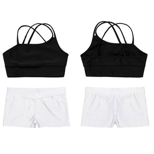 Kids Girls Set Asymmetrical Suit Strappy Outfits Beachwear Dancewear Running - Picture 49 of 64