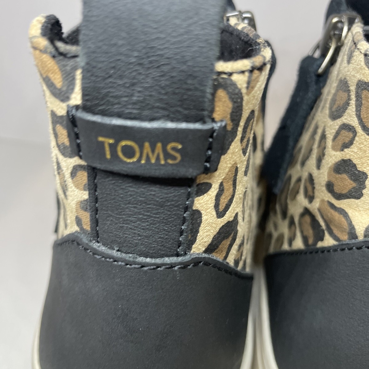 靴 TOM TOMS Women 8 Boots Black Suede Animal Print detail Wedge