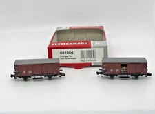 N Scale Fleischmann 881804 2 Red Freight Cars Set Original Box *RARE*