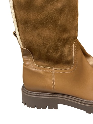 Zara Over The Knee Leather Suede Boots 39 8 Brown - Picture 4 of 18
