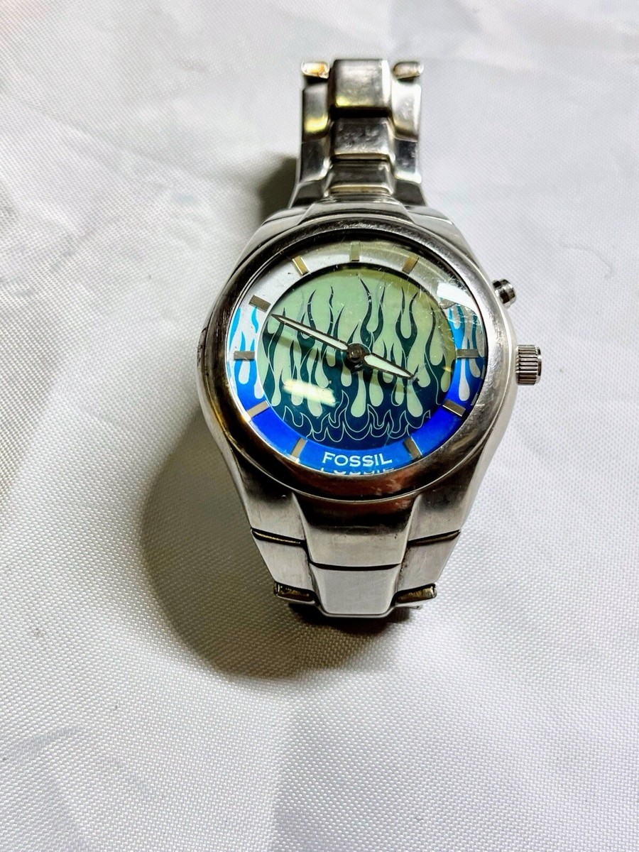 Fossil Big Tic Stainless Steel Blue Flame Dial (42mm Fossil Big Tic Stainless Steel Blue Flame Dial (42mm