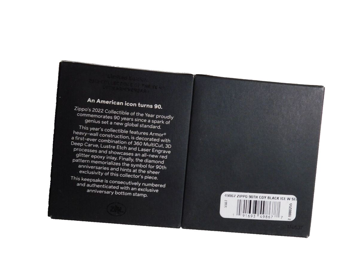 ZIPPO LIGHTER 90 TH ANNIVERSARY BLACK ICE PREMIUM COLLECTOR OF
