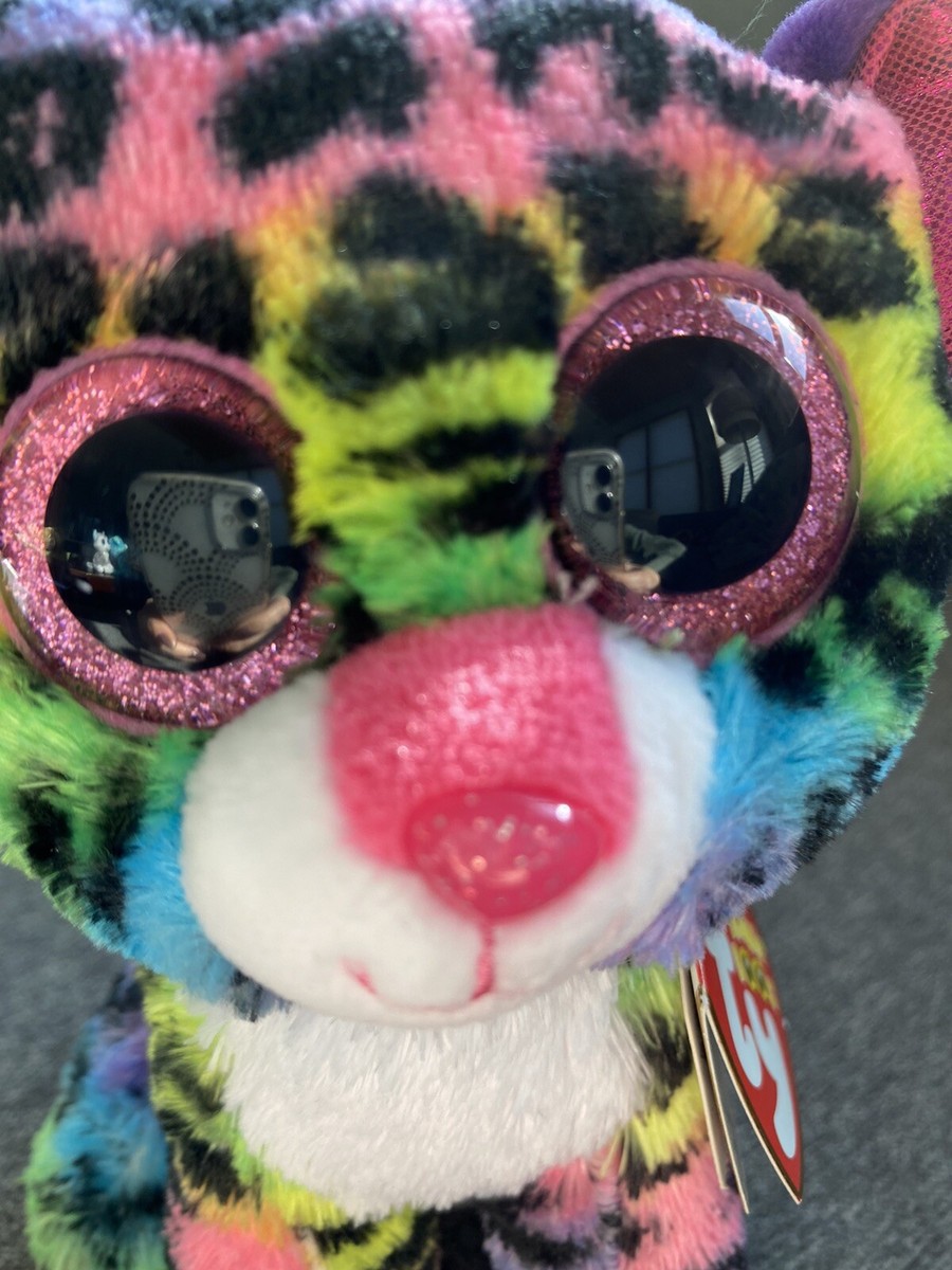 Ty Beanie Boos Dotty Leopard Rainbow Multi Colored Spotted Plush
