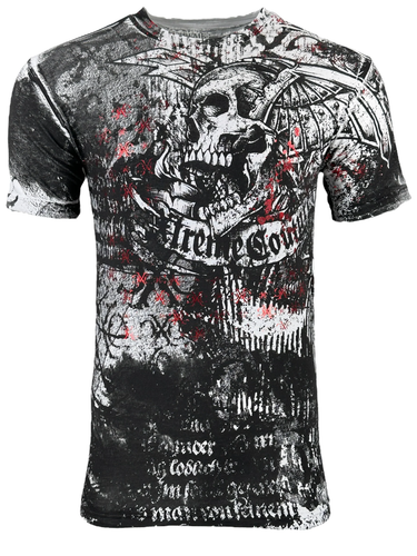 Maglietta Affliction T-Shirt Affliction Xtreme Couture - Con Stampa Teschio Biker, Taglie S-5XL, In Cotone, Colore Sabbia T-shirt Affliction Uomo - Foto 11