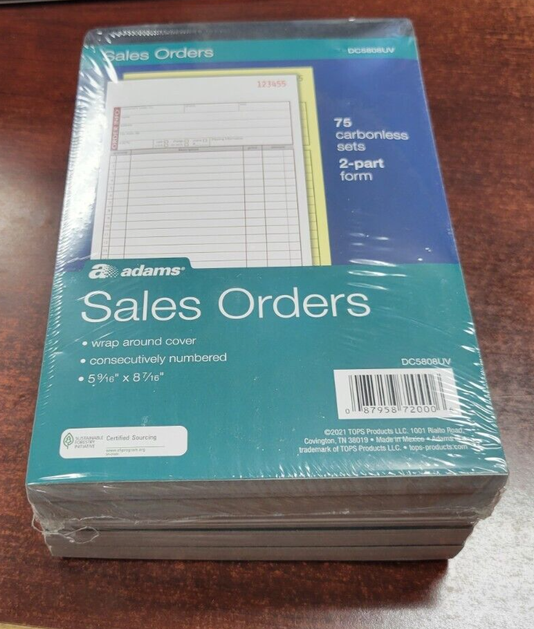 5pk Sales Order Book Carbonless 2 part 75p each Adams DC5808UV BRAND
