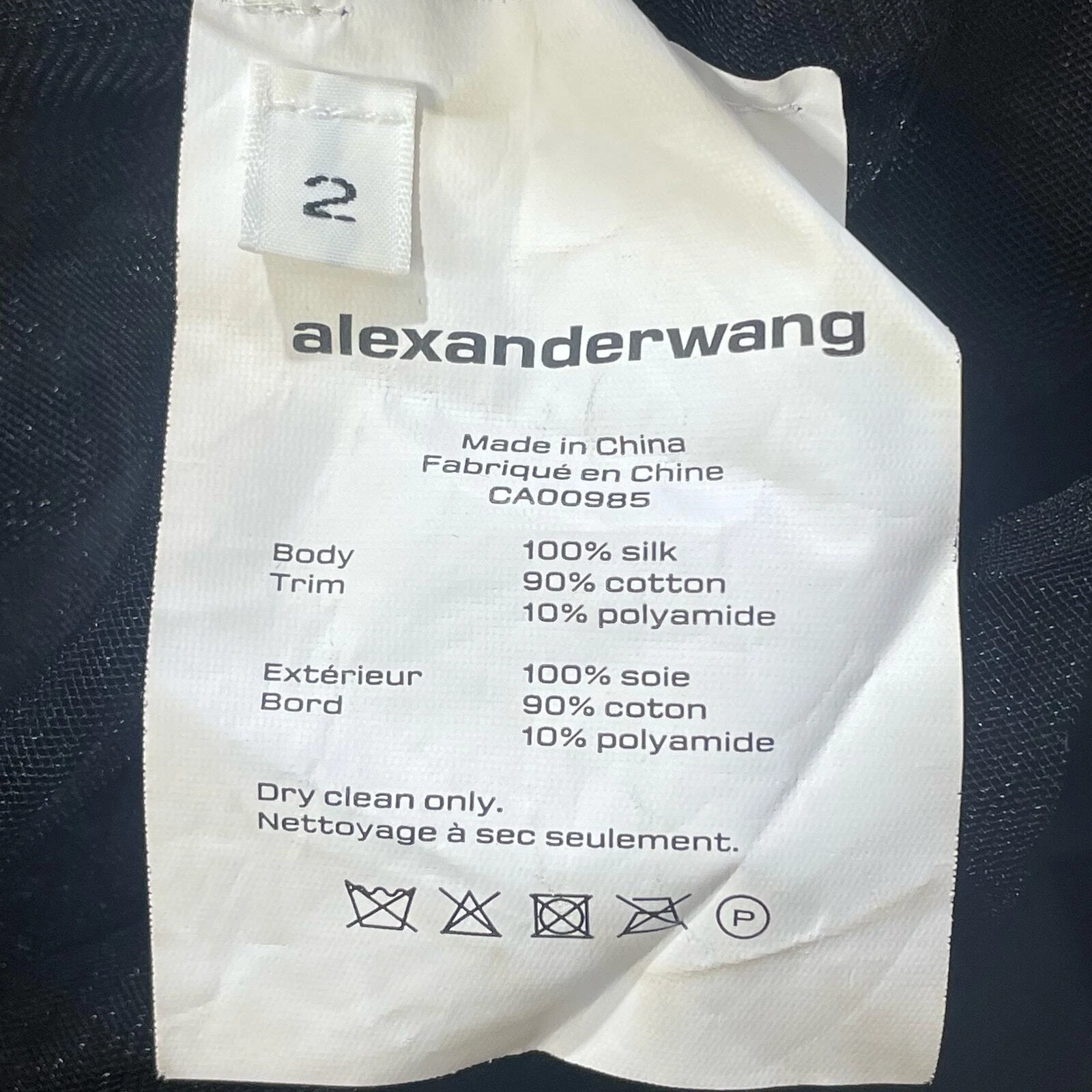 Alexander Wang. Abito slip seta nero T 2