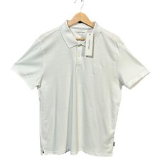 CALVIN KLEIN Solid Liquid Polo Shirt Size L Solid White Short Sleeve 100 Cotton