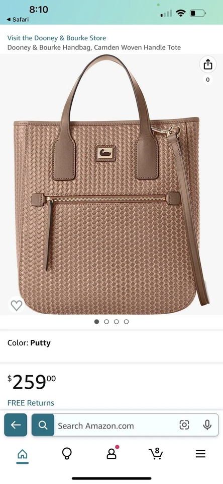 НОВЫЙ С ЯРЛЫКАМИ ЖЕНЩИН DOONEY & BURKE РУЧКА СУМКА С КОРОТКИМИ РУЧКАМИ ЗАМАЗКА ЧЕРЕЗ ПЛЕЧО ДАМСКАЯ СУМКА BCMDW1869 3K3K - Изображение 3 из 4