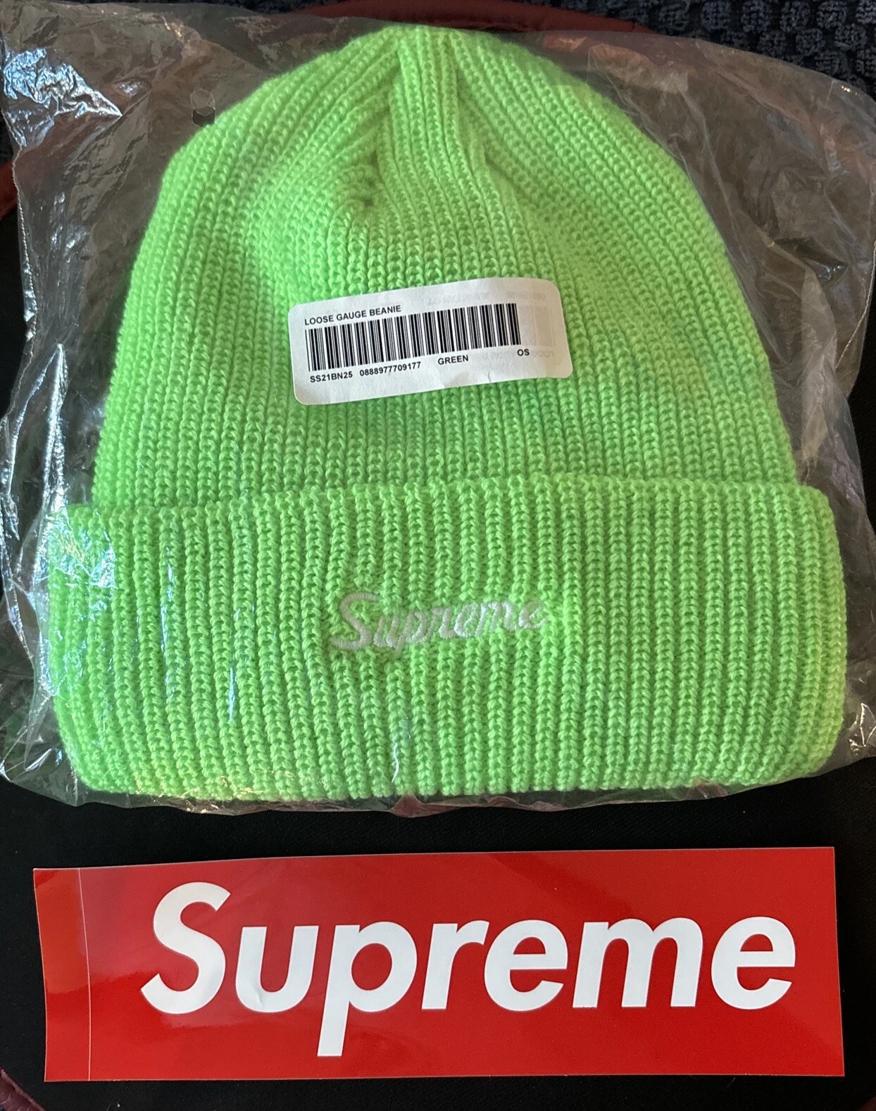 Supreme   Beanie jauge lâche   Vert   SS21    FLAMBANT NEUF