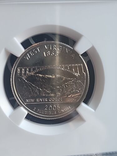 2005 P REVERSE DIE BREAK 4:00 MINT ERROR WEST VIRGINIA STATE QUARTER NGC MS 66