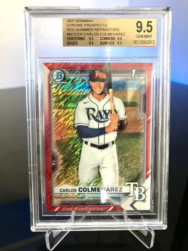 2021 Carlos Colmenarez Bowman Chrome Red Shimmer BGs 9.5 Tru Gem POP 1