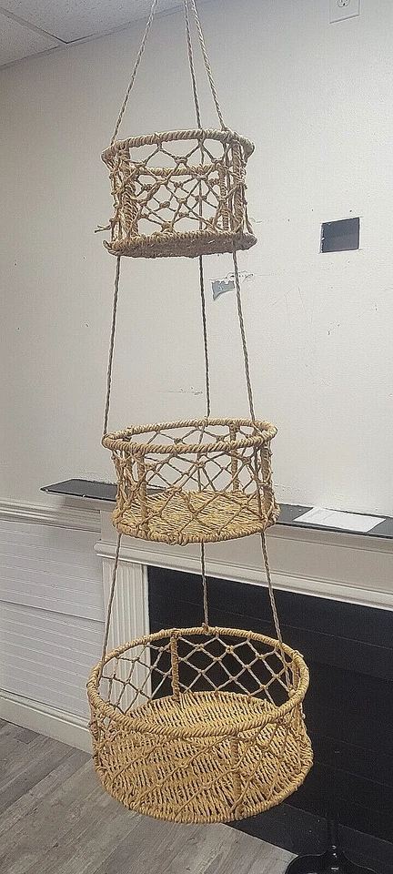 3 Tiers woven Hanging Fruit & Vegetable Baskets Storage Baskets, new - Image 2 of 4