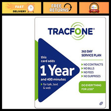 1 Year Service Plan 400 Minutes for Prepaid Phone - Unlimited Text Data Opti