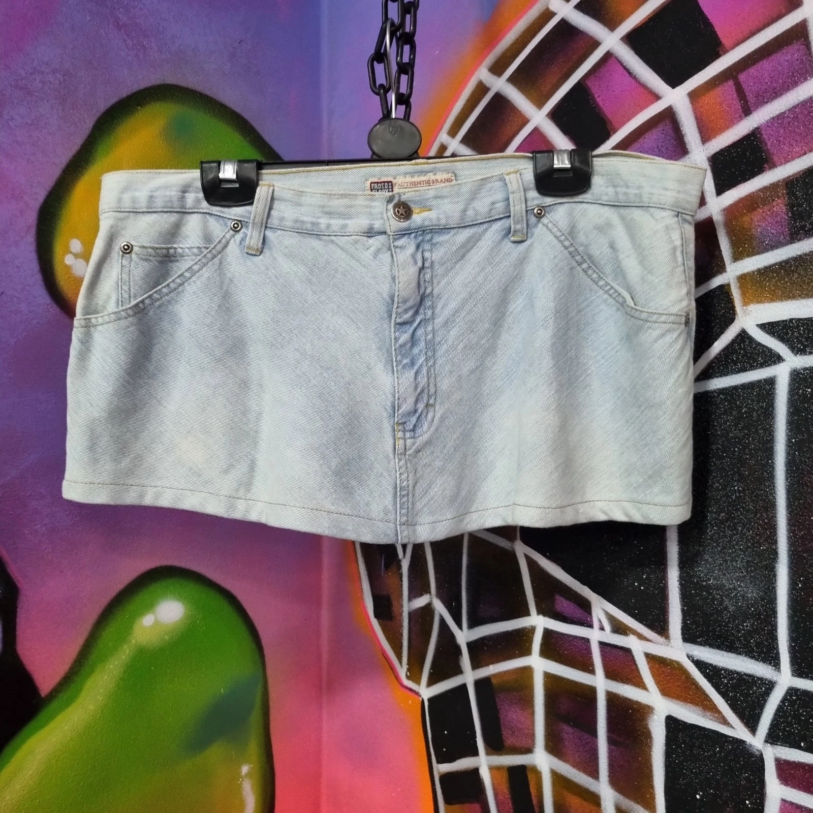 Faded Glory Lightwash Denim Belt Skirt, W38